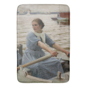 Milchmädchen auf einem Ruderboot (von Albert Edelf Badematte