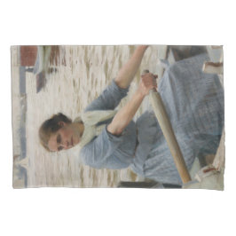 Milchmädchen auf einem Ruderboot (von Albert Edelf Kissenbezug