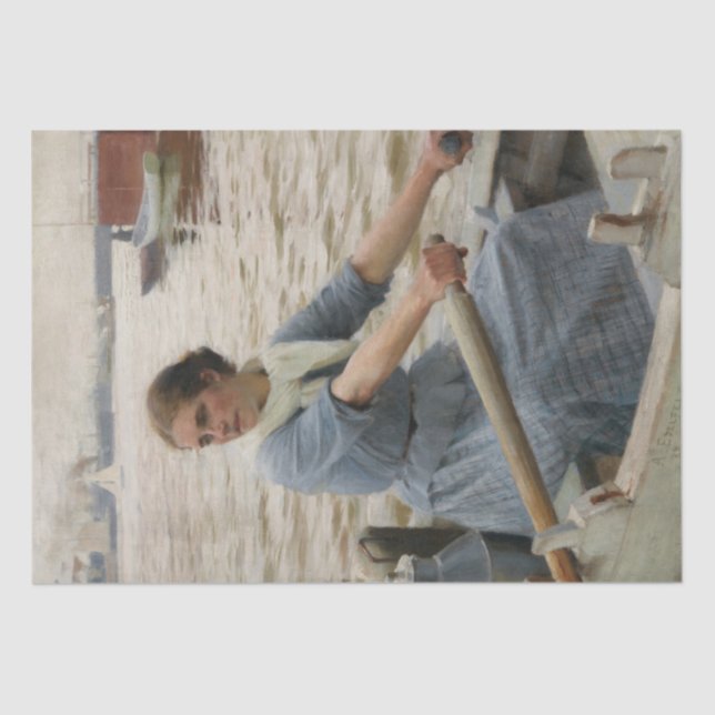 Milchmädchen auf einem Ruderboot (von Albert Edelf Seidenpapier (Vorderseite)