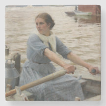 Milchmädchen auf einem Ruderboot (von Albert Edelf
