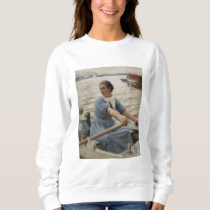 Milchmädchen auf einem Ruderboot (von Albert Edelf Sweatshirt
