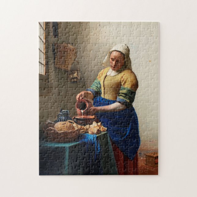 Milchmädchen / Küchenmädchen - Johannes Vermeer Puzzle (Vertikal)