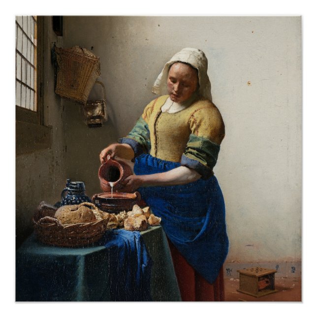 Milchmädchen von Johannes Vermeer Glossy Poster (Vorderseite)