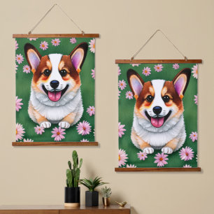Milchprodukte und Corgi Tapestry Wandteppich Mit Holzrahmen