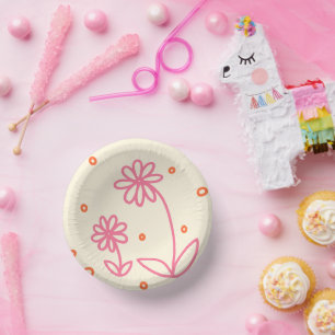 Milchprodukte und Dots 2 - Rosa, Orange und Creme Pappteller