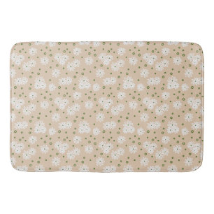 Milchprodukte und Dots - Weiß, Sand und Palmgrün Badematte