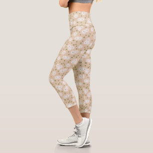 Milchprodukte und Dots - Weiß, Sand und Palmgrün Capri Leggings
