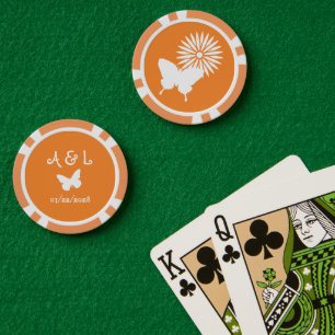 Milchprodukte und Schmetterlinge in Orange Pokerchips