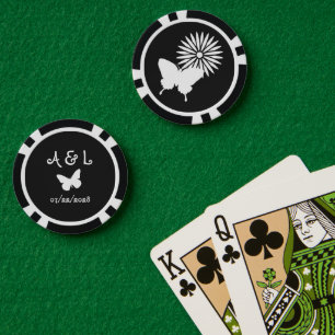 Milchprodukte und Schmetterlinge in Schwarz Pokerchips