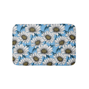 Milchprodukte, wild lebende Blume auf blau Badematte