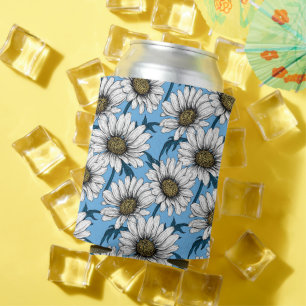 Milchprodukte, wild lebende Blume auf blau Dosenkühler