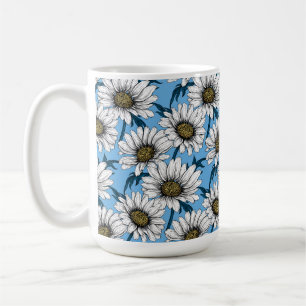 Milchprodukte, wild lebende Blume auf blau Kaffeetasse