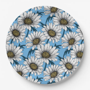 Milchprodukte, wild lebende Blume auf blau Pappteller