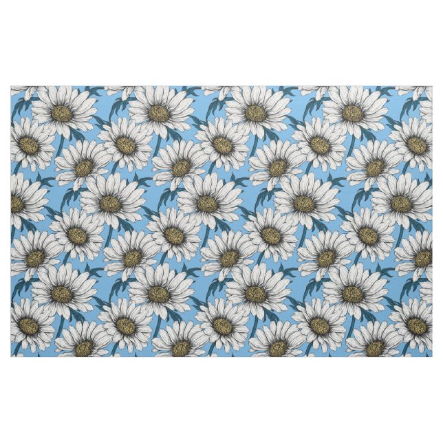 Milchprodukte, wild lebende Blume auf blau Stoff (Fat Quarter (45,7 x 55,9 cm))