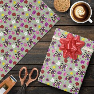 Milchschlange Exotische Florale Grün Geschenkpapier