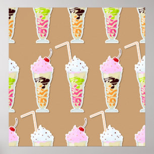 Milchshake Fun Design auf Tan Poster