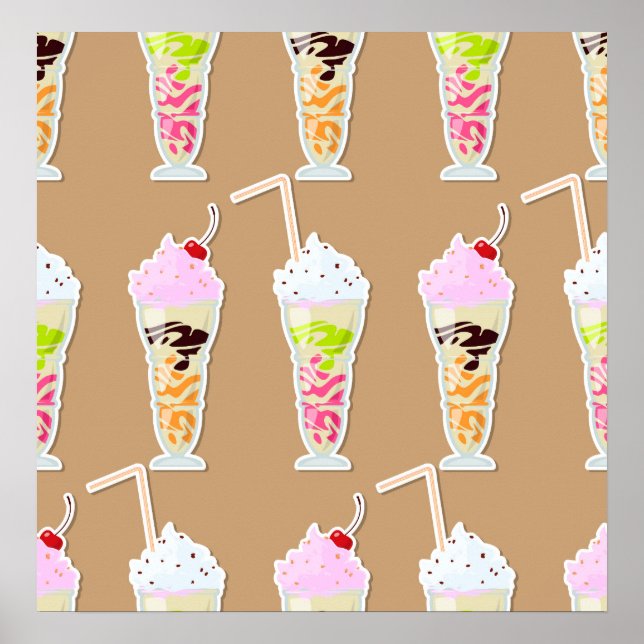 Milchshake Fun Design auf Tan Poster (Vorne)
