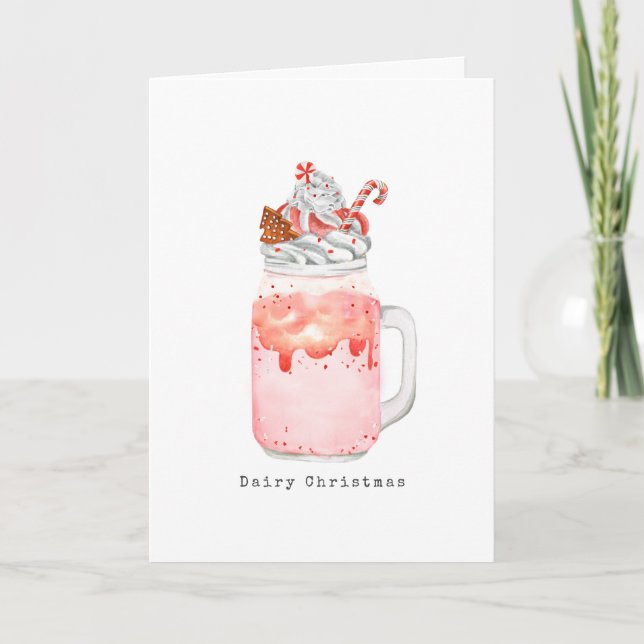Milchshake im Mason-Glas mit Weihnachts-Pfeffermin Feiertagskarte (Vorderseite)