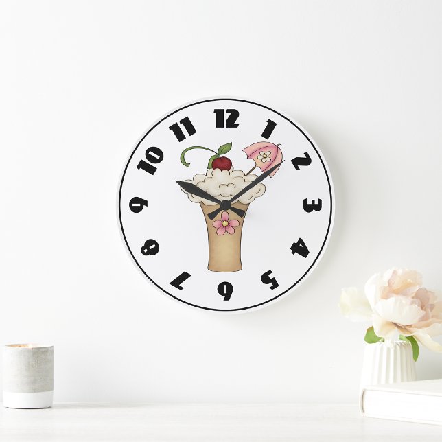 Milchshake mit einer Schirmuhr Große Wanduhr (Von Creator hochgeladen)