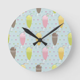 Milchshake-Muster Runde Wanduhr