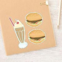 Milchshake und 2 Hamburger Zeichnend Kunst