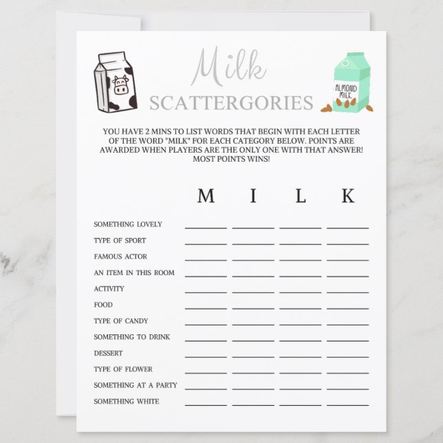 Milchskattergories Game (Vorderseite)