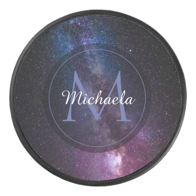 Milchstrahlenfarben, personalisierbar, monogramm eishockey puck (Vorderseite)