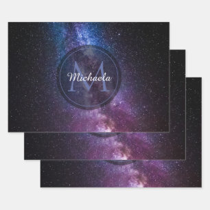 Milchstrahlenfarben, personalisierbar, monogramm geschenkpapier set
