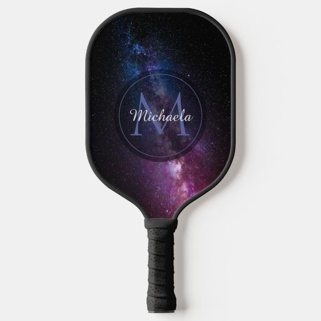 Milchstrahlenfarben, personalisierbar, monogramm pickleball schläger (Vorderseite)