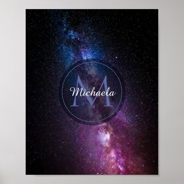 Milchstrahlenfarben, personalisierbar, monogramm poster (Vorne)