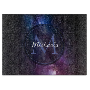 Milchstrahlenfarben, personalisierbar, monogramm schneidebrett