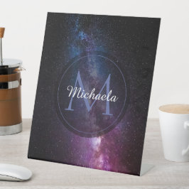 Milchstrahlenfarben, personalisierbar, monogramm sockelschild