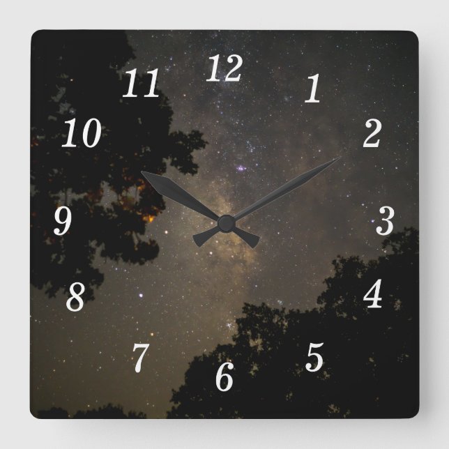Milchstrahmauer Quadratische Wanduhr (Vorderseite)