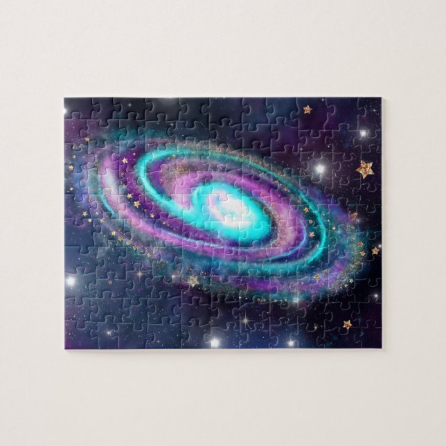 Milchstraße | Cosmic Blue Lila Pink Glow Puzzle (Horizontal)