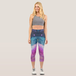 Milchstraße Glitzer Holographic Capri Leggings