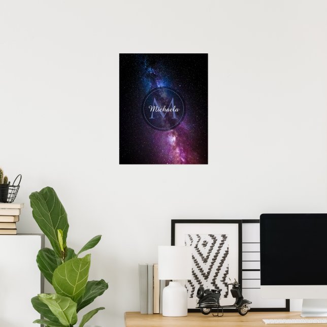 Milchstraße Helle Farben personalisierbares Monogr Poster (Heimbüro)