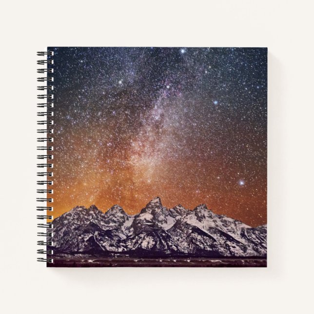 Milchstraße über Grand Teton Notizbuch (Vorderseite)