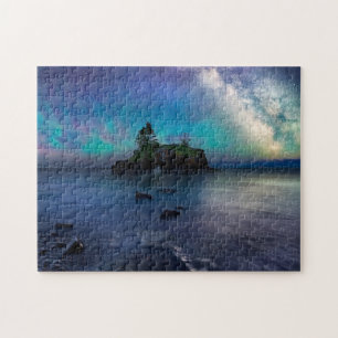Milchstraße über hohlem Felsen Puzzle