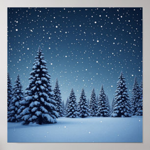 Milchstraße über schneebedeckten Gipfeln Poster