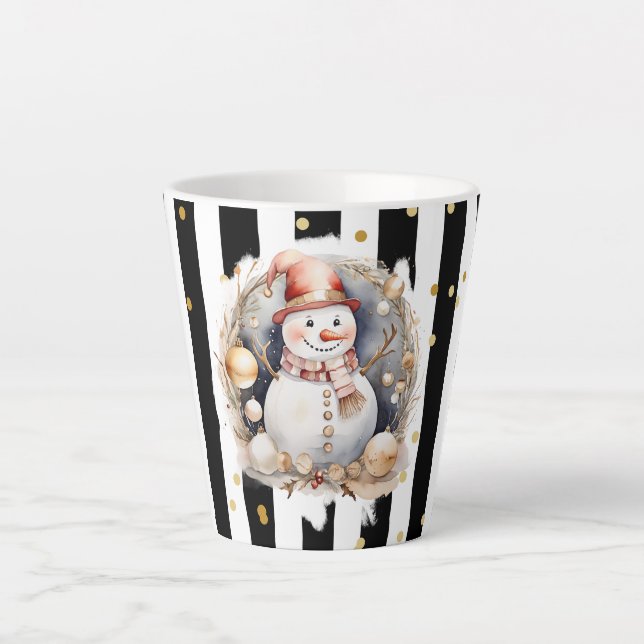 Milchtasse Klein Snowman and Stripes Var02 (Vorderseite)
