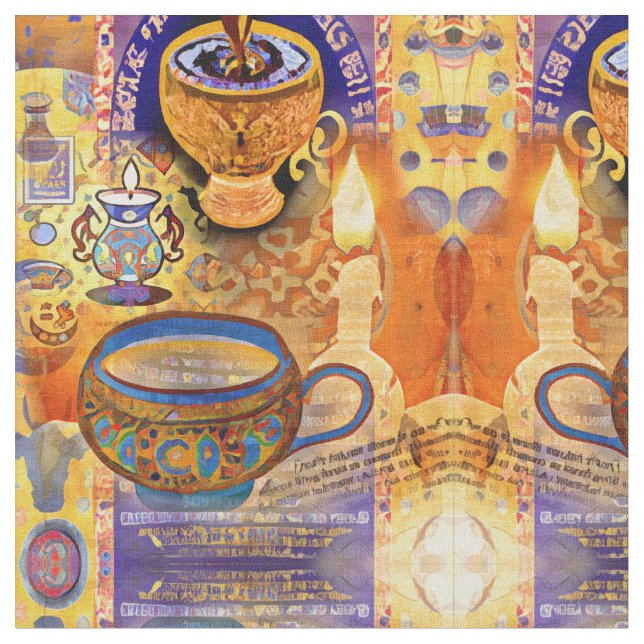 Milchtee und Kerzen Stoff (Nahaufnahme)