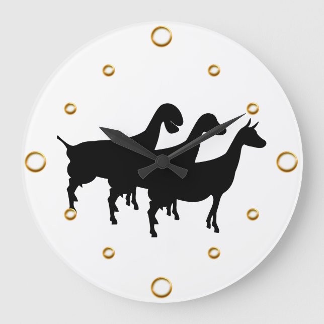 Milchziegen Silhouette Wall Clock Große Wanduhr (Vorderseite)