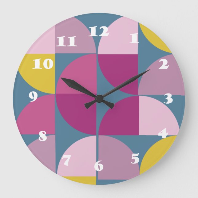 Milde psychedelische lila Rosa Farben mo Große Wanduhr (Vorderseite)