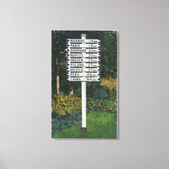 Mile Marker Sign Post Leinwanddruck (Vorderseite)