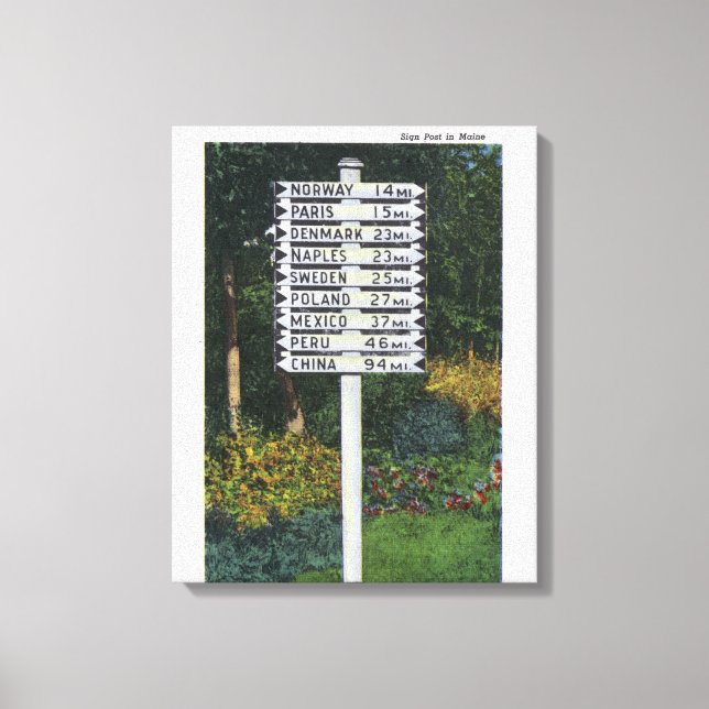 Mile Marker Sign Post Leinwanddruck (Vorderseite)