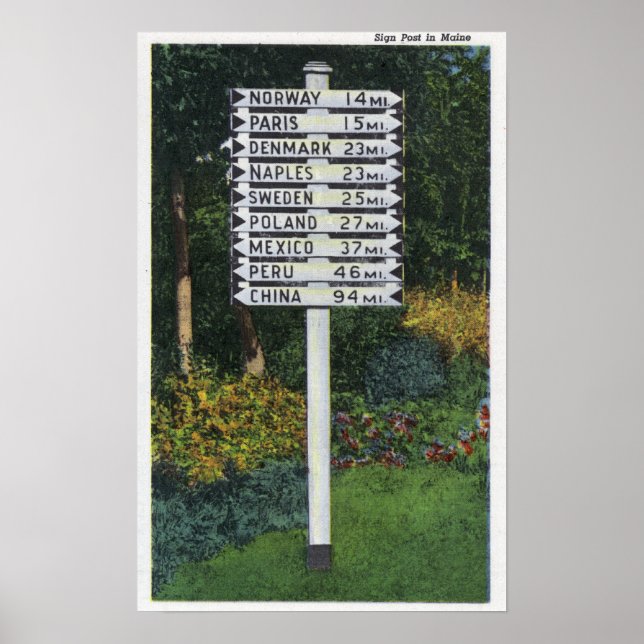 Mile Marker Sign Post Poster (Vorne)