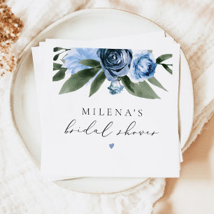 MILENA Dusty Blue Floral Brautparty Serviette