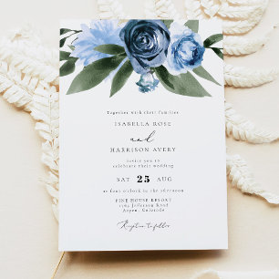 MILENA Dusty Blue Floral Garden Wedding Einladung