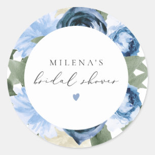 MILENA Something Blue Florale Hochzeitsshower Runder Aufkleber
