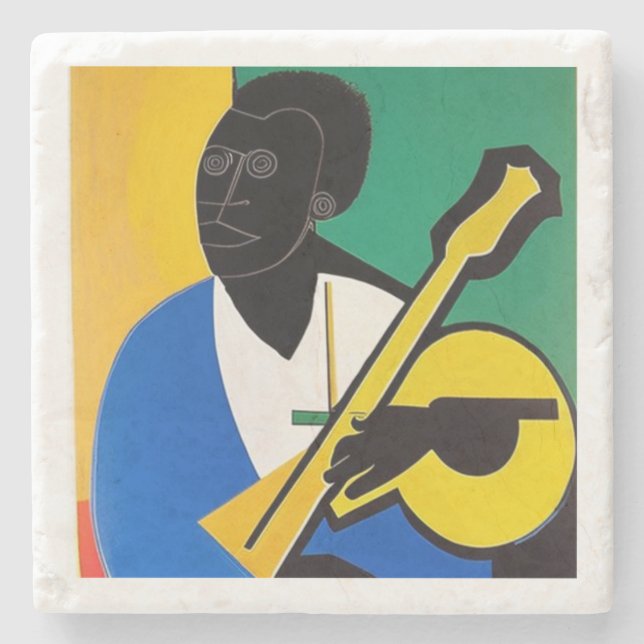 Miles Davis playing the guitar in Picasso. Steinuntersetzer (Vorderseite)